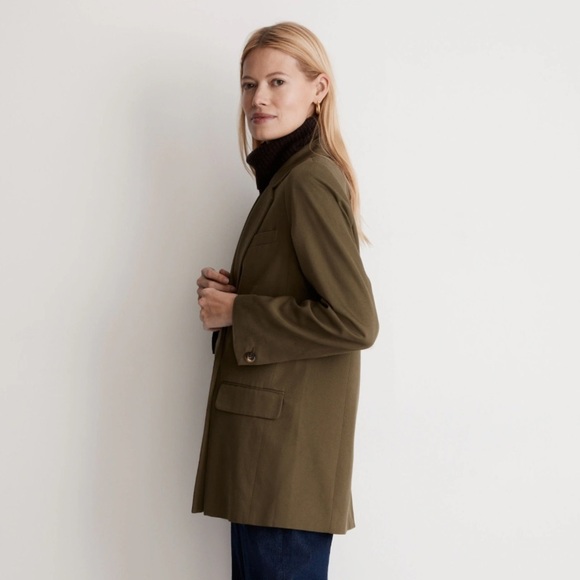 Madewell Drapeweave Caldwell Double Breasted Blazer Jacket Kale Green XS - Picture 3 of 16